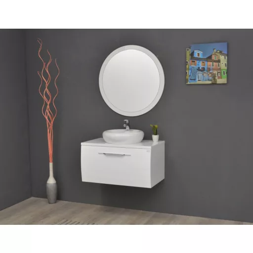 TMP MOON fürdőszobai tükör 80 cm - fehér keret - kerek