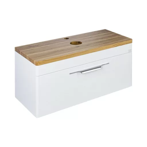 TMP MOON 90 cm fehér - natúr dió - fali fürdőszobabútor - mosdó nélkül - Top Counter mosdókhoz - WaterMarkt.hu