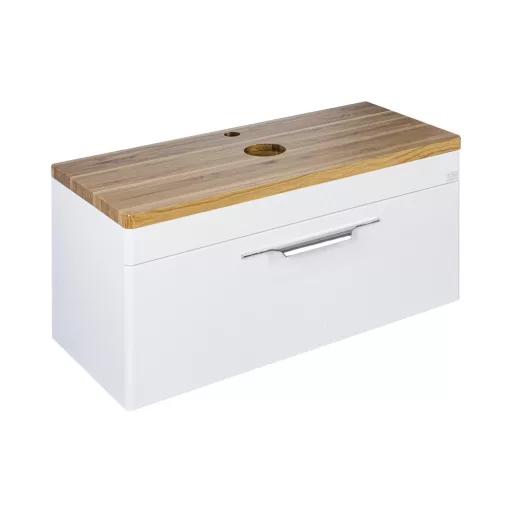 TMP MOON 90 cm fehér - natúr dió - fali fürdőszobabútor - mosdó nélkül - Top Counter mosdókhoz - WaterMarkt.hu