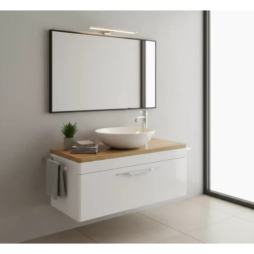 TMP MOON 90 cm fehér - natúr dió - fali fürdőszobabútor - mosdó nélkül - Top Counter mosdókhoz - WaterMarkt.hu