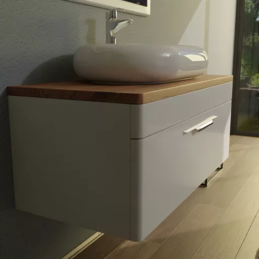TMP MOON 90 cm fehér - natúr dió - fali fürdőszobabútor - mosdó nélkül - Top Counter mosdókhoz - WaterMarkt.hu