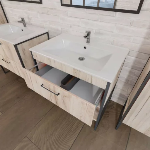 TMP IRON 75 álló fürdőszobabútor - Sanovit ATRIA 9075 porcelán mosdóval - 75 x 45,5 cm - WaterMarkt.hu