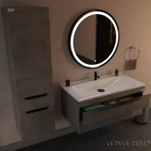 TMP VOX 100 SZÜRKE fali fürdőszobabútor - öntött műmárvány mosdóval - 100 cm - WaterMarkt.hu