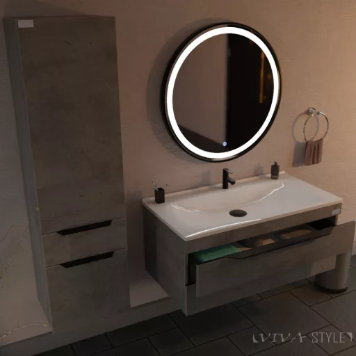 TMP VOX 100 SZÜRKE fali fürdőszobabútor - öntött műmárvány mosdóval - 100 cm - WaterMarkt.hu