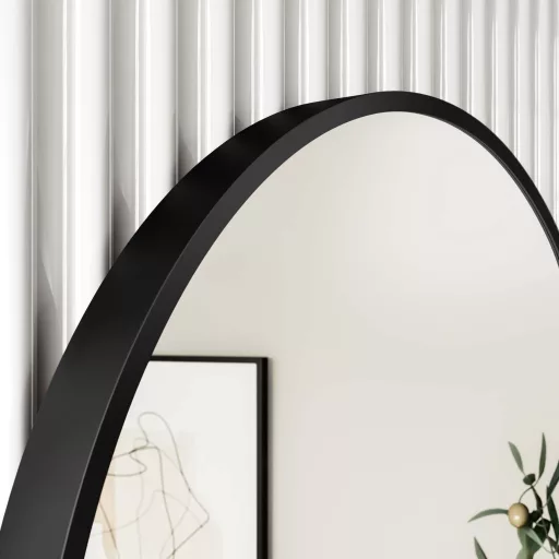 TMP IRON fürdőszobai tükör - FEKETE keret - kerek - 70 cm