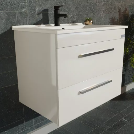TMP VIVA 75 fali függesztett fürdőszobabútor - Sanovit ATRIA 9075 porcelán mosdóval - 75 x 45,5 cm - WaterMarkt.hu
