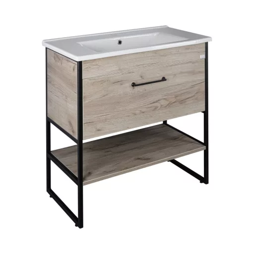 TMP IRON 85 álló fürdőszobabútor - Sanovit ATRIA 9085 porcelán mosdóval - 85 x 45,5cm - WaterMarkt.hu