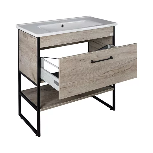 TMP IRON 85 álló fürdőszobabútor - Sanovit ATRIA 9085 porcelán mosdóval - 85 x 45,5cm - WaterMarkt.hu