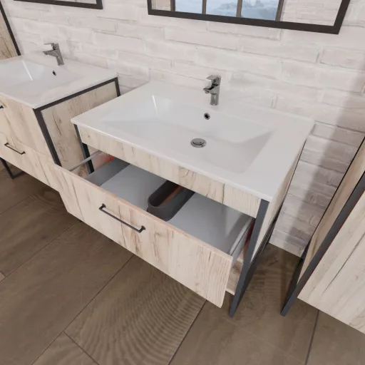 TMP IRON 85 álló fürdőszobabútor - Sanovit ATRIA 9085 porcelán mosdóval - 85 x 45,5cm - WaterMarkt.hu
