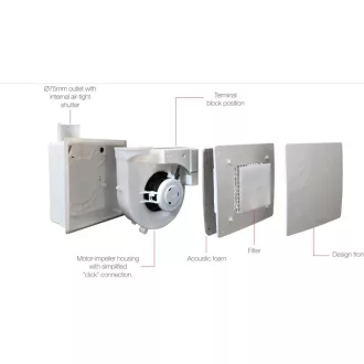 Aerauliqa QXD-80HT ventilátor, magas nyomásértékkel, utószellőztető és páraérzékelő funkcióval, beépített pillangószeleppel, WC csésze elszívásához - WaterMarkt.hu