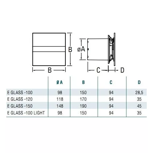 Cata E-100G ventilátor üveg előlappal, fehér - WaterMarkt.hu