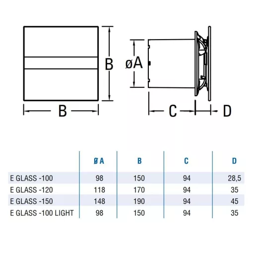 Cata E-100M ventilátor metakrilát előlappal, fehér - WaterMarkt.hu