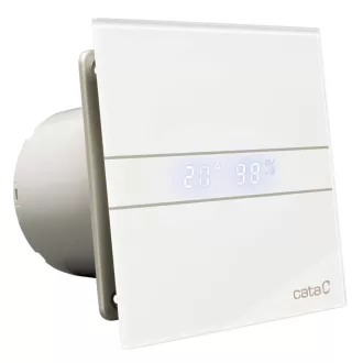 Cata E-100GTH ventilátor üveg előlappal, utószellőztető, alapszellőztető és páraérzékelő funkcióval, fehér - WaterMarkt.hu