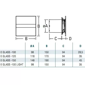 Cata E-100GST ventilátor üveg előlappal, utószellőztető funkcióval, szürke - WaterMarkt.hu