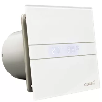 Cata E-120GTH ventilátor üveg előlappal, utószellőztető, alapszellőztető és páraérzékelő funkcióval, fehér - WaterMarkt.hu