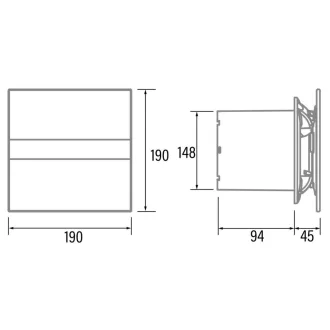 Cata E-150GTH ventilátor üveg előlappal, utószellőztető, alapszellőztető és páraérzékelő funkcióval, fehér - WaterMarkt.hu