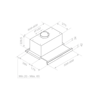 Pando IES/60 inox/fehér üveg érintősz. teleszkópos páraelszívó - WaterMarkt.hu