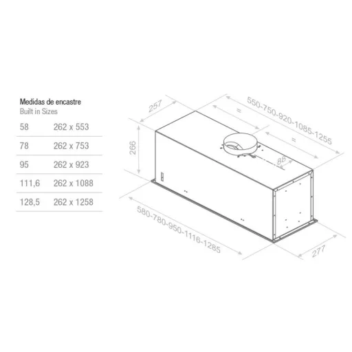 Pando EVO/1285 inox ECO SEC beépíthető páraelszívó - WaterMarkt.hu