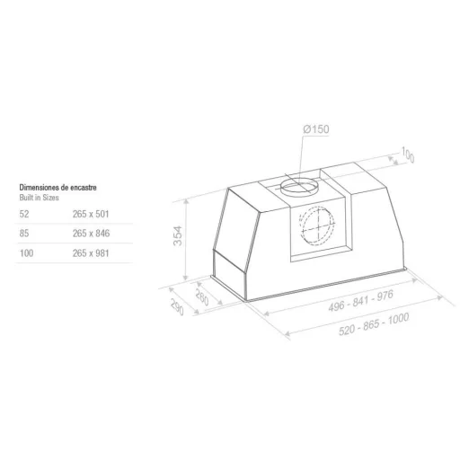 Pando PRO/52 inox beépíthető páraelszívó SEC - WaterMarkt.hu