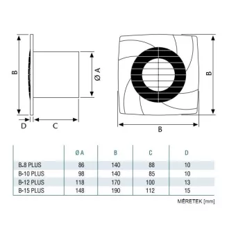 Cata B-10 Plus H/B ventilátor utószellőztető és páraérzékelő funkcióval - WaterMarkt.hu