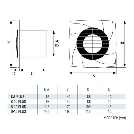 Cata B-10 Plus H/B ventilátor utószellőztető és páraérzékelő funkcióval - WaterMarkt.hu