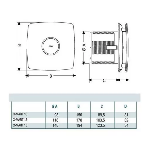 Cata X-Mart 12 Inox ventilátor beépített pillangószeleppel - WaterMarkt.hu