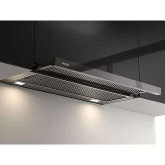   Pando IES/90 cm érintősz. teleszkópos páraelszívó, inox/fekete üveg, V.850