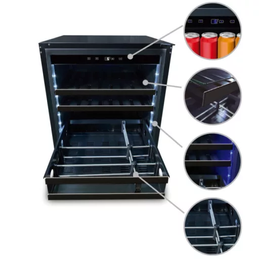 Pando PFMB 60XR Szabadonálló italhűtő, multicolor világítás, 125 l, jobbos, inox