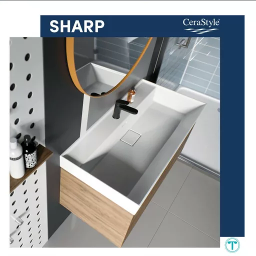 CeraStyle SHARP - porcelán mosdókagyló - 1 csaplyukas - 100 x 48 cm - WaterMarkt.hu