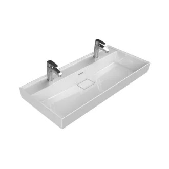 CeraStyle SHARP - porcelán mosdókagyló - DUPLA csaplyukas - 100 x 48 cm - WaterMarkt.hu