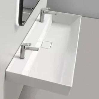 CeraStyle SHARP - porcelán mosdókagyló - DUPLA csaplyukas - 100 x 48 cm - WaterMarkt.hu