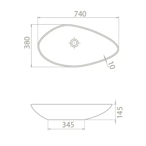 CeraStyle OLIVE - PULTRA ültethető - Top Counter - porcelán mosdó - 75 x 38 cm - WaterMarkt.hu