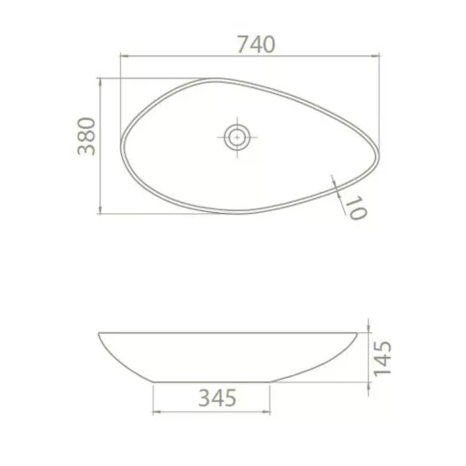 CeraStyle OLIVE - PULTRA ültethető - Top Counter - porcelán mosdó - 75 x 38 cm - WaterMarkt.hu