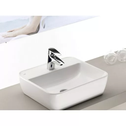 CeraStyle ONE - PULTRA ültethető - Top Counter - porcelán mosdó -  - csaplyukas - 46 x 42 cm - WaterMarkt.hu