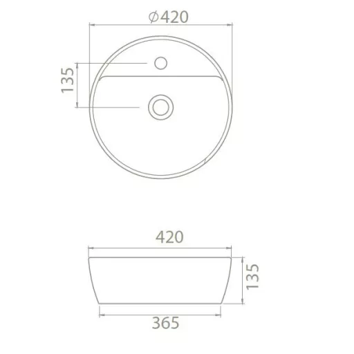 CeraStyle ONE - PULTRA ültethető - Top Counter - porcelán mosdó - csaplyukas -O Ø 42 cm - WaterMarkt.hu