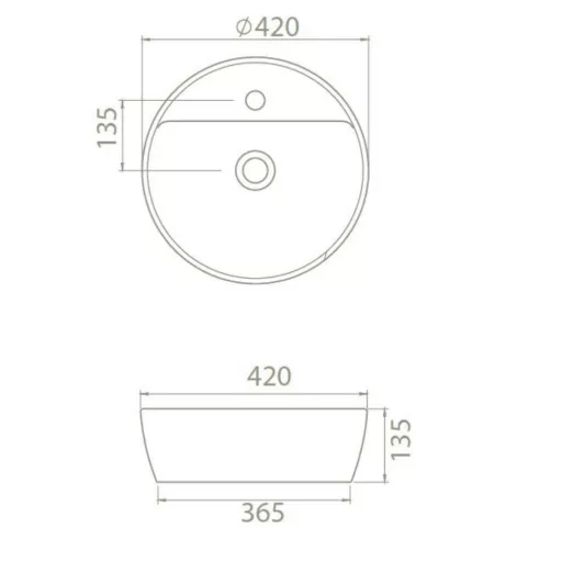 CeraStyle ONE - PULTRA ültethető - Top Counter - porcelán mosdó - csaplyukas -O Ø 42 cm - WaterMarkt.hu