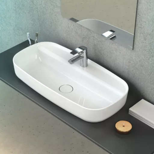 CeraStyle AQUA - PULTRA ültethető - Top Counter - porcelán mosdó - 80 x 40 cm - WaterMarkt.hu