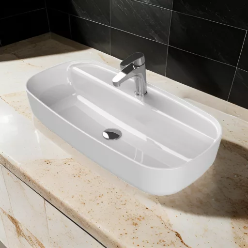 CeraStyle AQUA - PULTRA ültethető - Top Counter - porcelán mosdó - 80 x 40 cm - WaterMarkt.hu