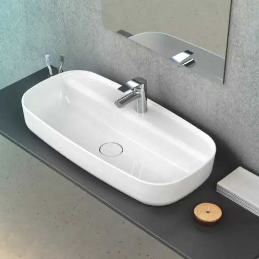 CeraStyle AQUA - PULTRA ültethető - Top Counter - porcelán mosdó - 80 x 40 cm - WaterMarkt.hu