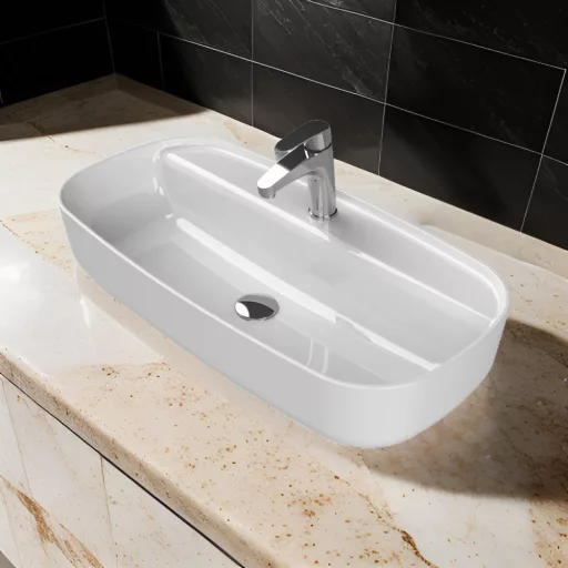 CeraStyle AQUA - PULTRA ültethető - Top Counter - porcelán mosdó - 80 x 40 cm - WaterMarkt.hu