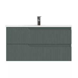 Piramida EURIDIKA fali fürdőszobabútor - műmárvány mosdóval -2 fiókos - PINO ZÖLD - 100 x 48 x 53 cm - WaterMarkt.hu