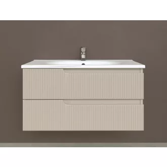 Piramida EURIDIKA fali fürdőszobabútor - műmárvány mosdóval -2 fiókos - PINO BÉZS - 100 x 48 x 53 cm - WaterMarkt.hu