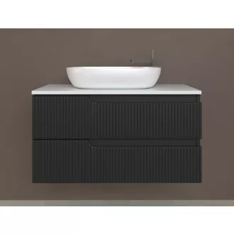 Piramida EURIDIKA fali fürdőszobabútor - mosdópult mosdó nélkül -2 fiókos - PINO FEKETE - 100 x 48 x 53 cm - WaterMarkt.hu