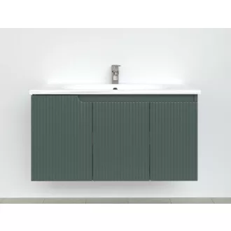 Piramida EURIDIKA fali fürdőszobabútor - műmárvány mosdóval -3 ajtós - PINO FEKZÖLDETE - 100 x 48 x 53 cm - WaterMarkt.hu