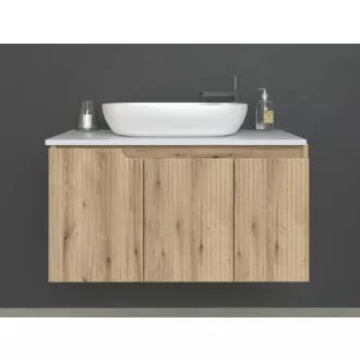 Piramida EURIDIKA fali fürdőszobabútor - mosdópult mosdó nélkül -3 ajtós - PINO TÖLGY - 100 x 48 x 53 cm - WaterMarkt.hu