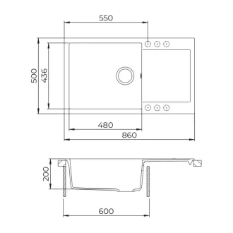 EVIDO Cubo XL 6S compact gránit mosogató, 860 x 500 mm, antracit - WaterMarkt.hu