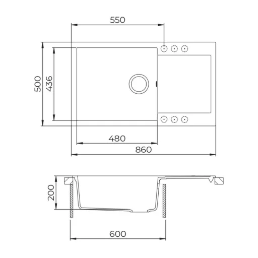 EVIDO Cubo XL 6S compact gránit mosogató, 860 x 500 mm, antracit - WaterMarkt.hu