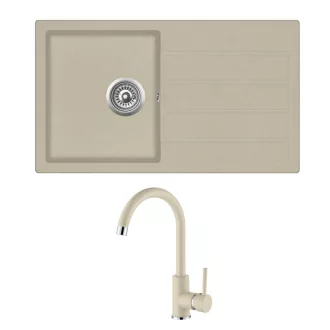   EVIDO EASY 45 S gránit mosogató, 760 x 440 mm, bézs + EVIDO LANA II csaptelep, bézs
