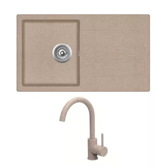   EVIDO EASY 45 S gránit mosogató, 760 x 440 mm, avena + EVIDO LANA csaptelep, avena