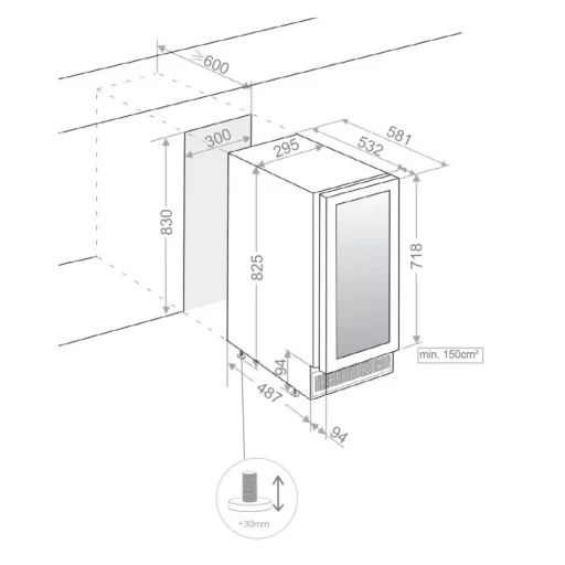 Pando PVZB 30-16 XR borhűtő - pult alá építhető, inox, jobbos